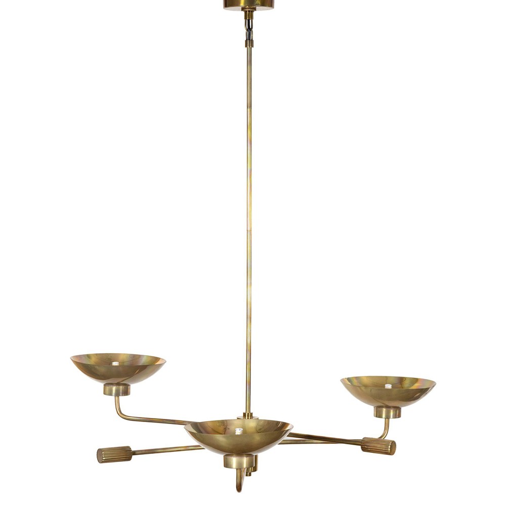 Dédié aux Brasseurs リトグラフ Lund Updated Traditional Burnt Brass Disc Chandelier Oversized
