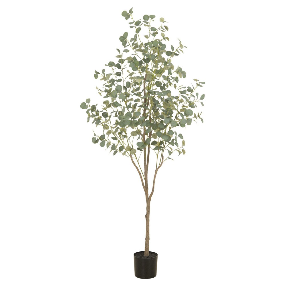 Huxley Updated Traditional Green Faux Eucalyptus Potted Tree - 7'|