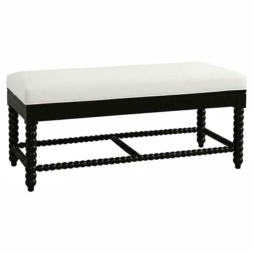 Lynda Updated Traditional White Performance Black Wood Bench|