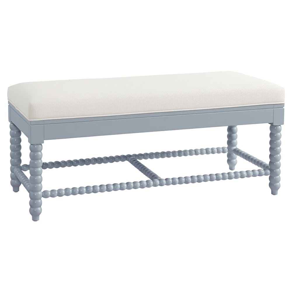 Lynda Updated Traditional White Performance Blue Wood Bench|