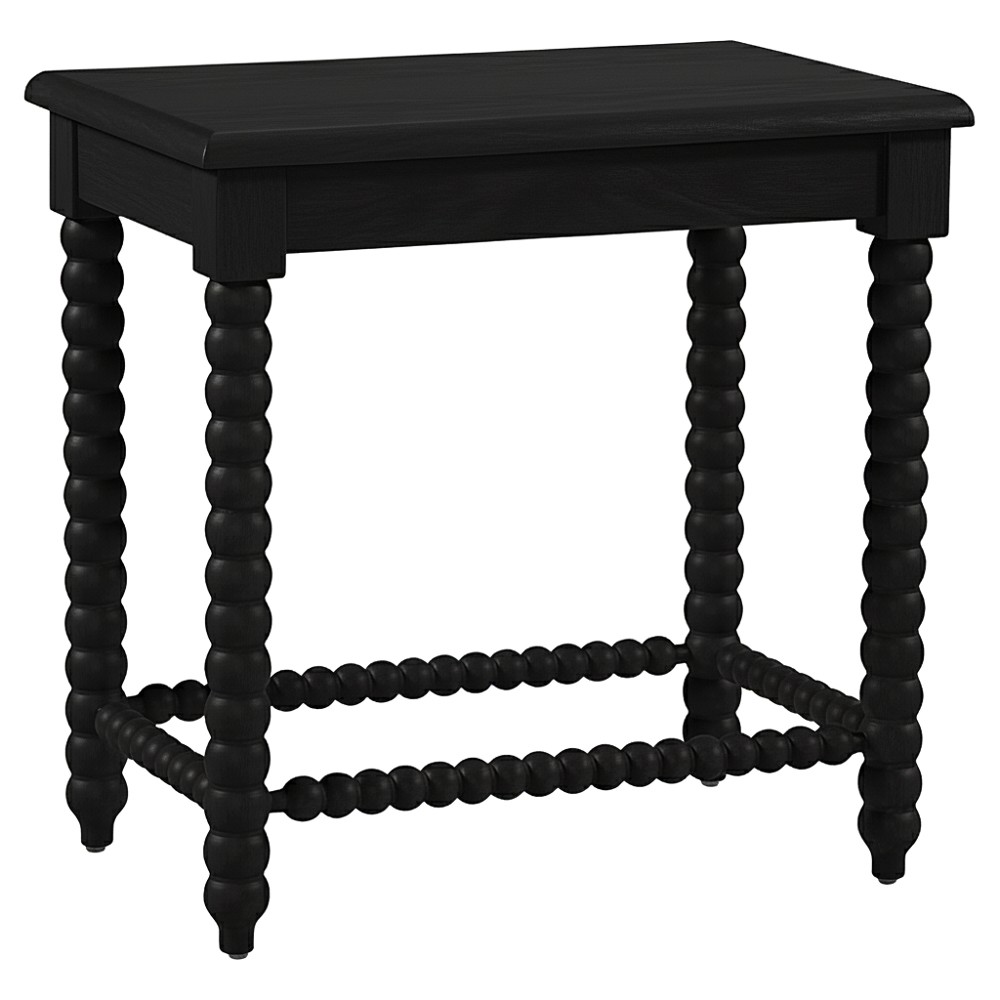 Lynda Updated Traditional White Performance Black Wood Side Table|