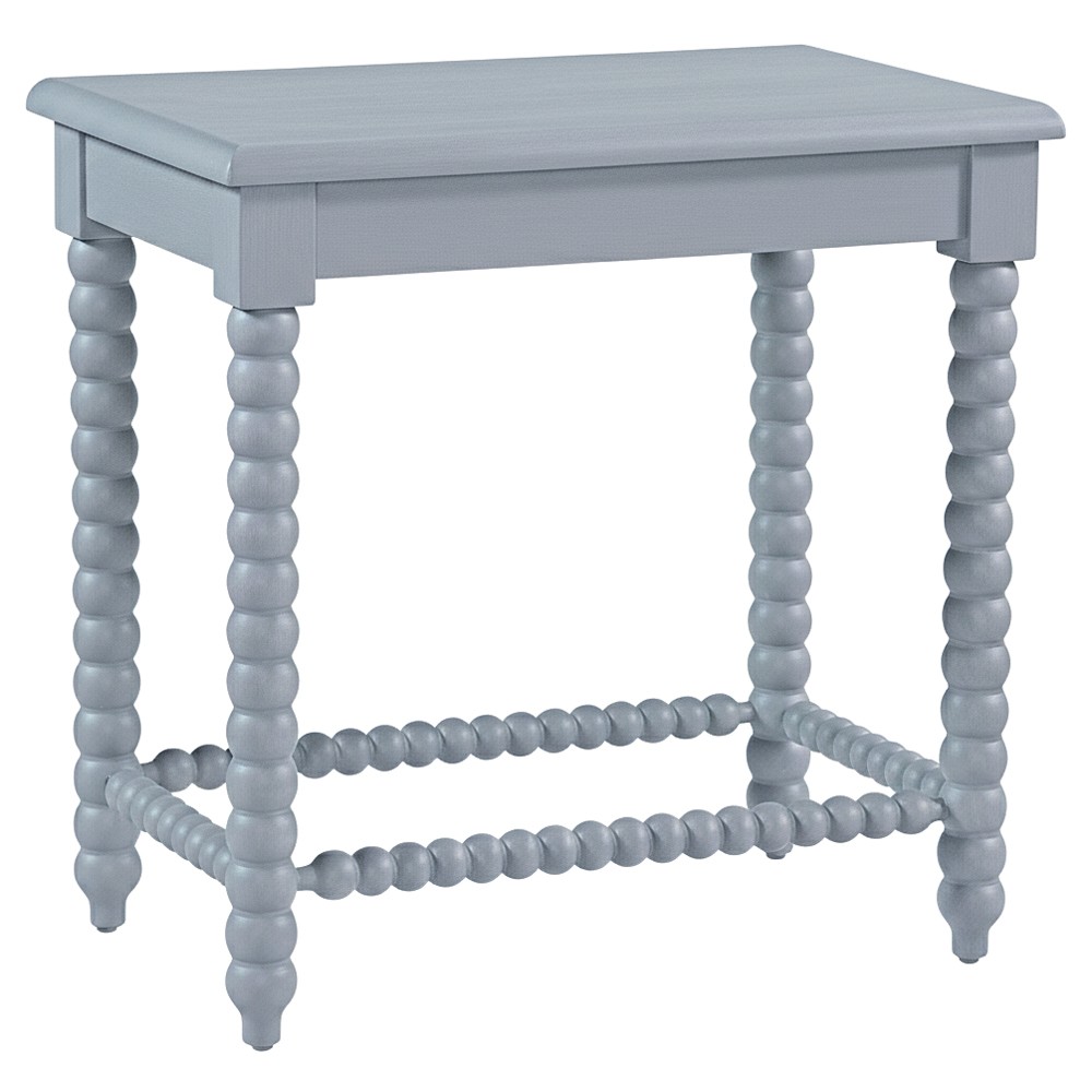 Lynda Updated Traditional White Performance Blue Wood Side Table|