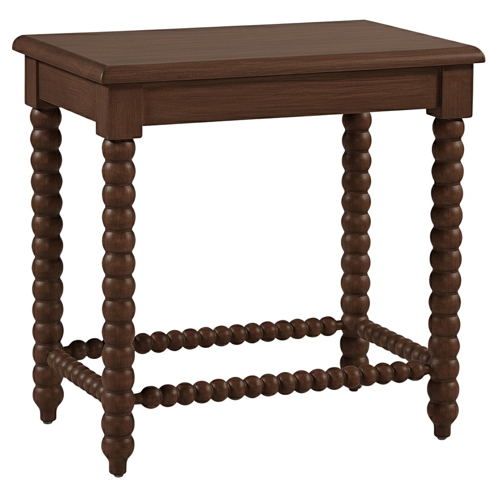 Lynda Updated Traditional White Performance Dark Brown Wood Side Table|