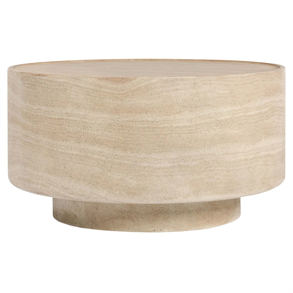 Grace Modern Classic Beige Travertine Round Outdoor Coffee Table|