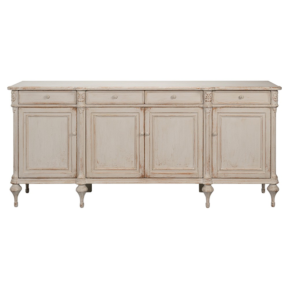 【中古美品】catlogboard 2 ベージュ Callow French Country Distressed Beige Pine Wood Sideboard Wide
