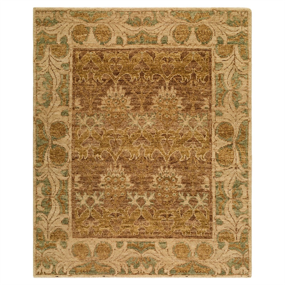 Fwn Pattern Rug Lena Updated Traditional Brown Wool Floral Patterned Hand Knotted Rug ...