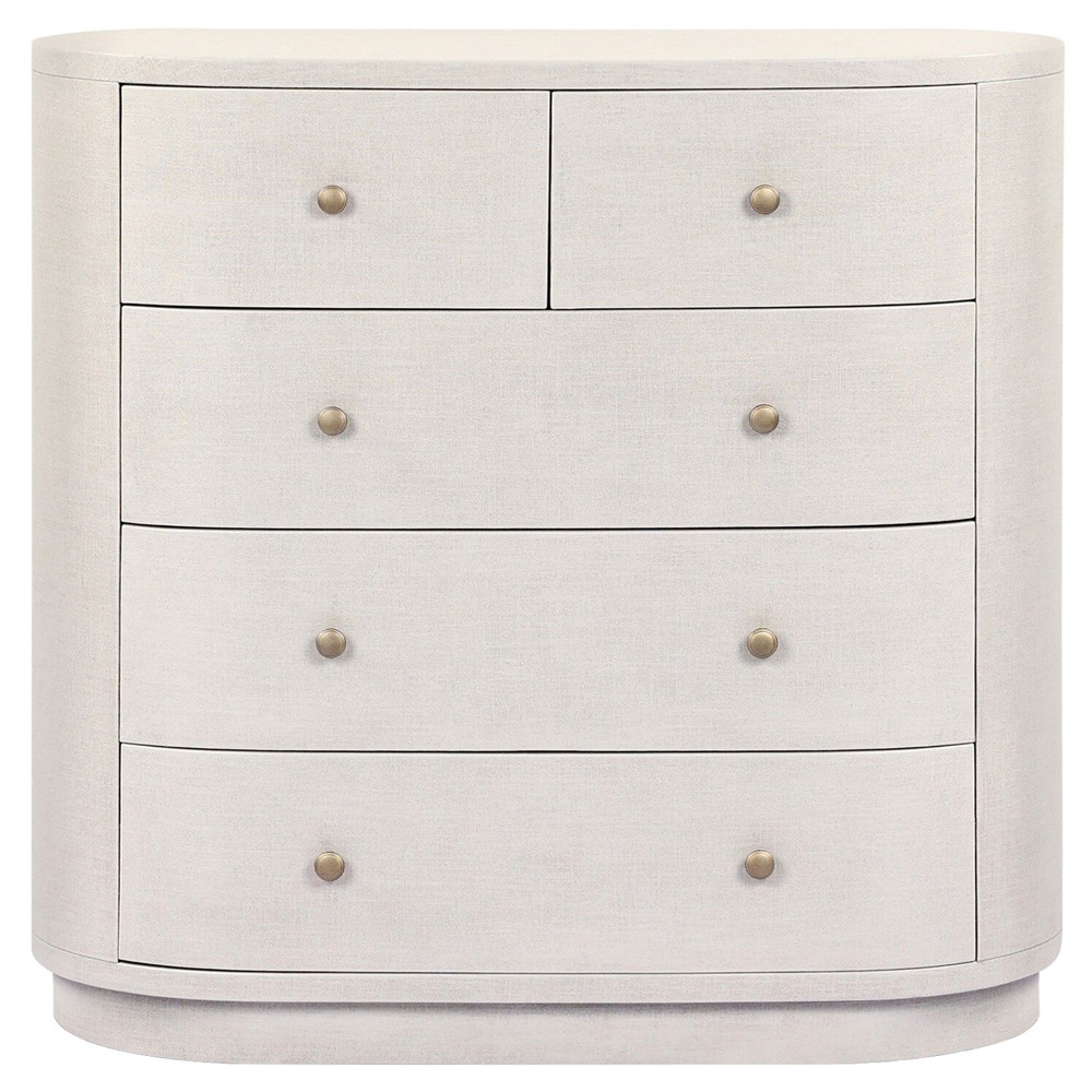 Beatrice Modern Classic Cream Painted Linen Oval Tall Chest|
