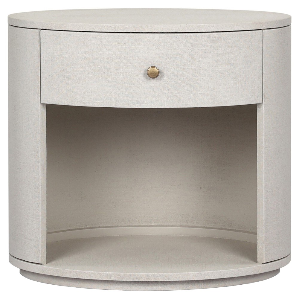 Beatrice Modern Classic Cream Painted Linen 1 Drawer Nightstand|
