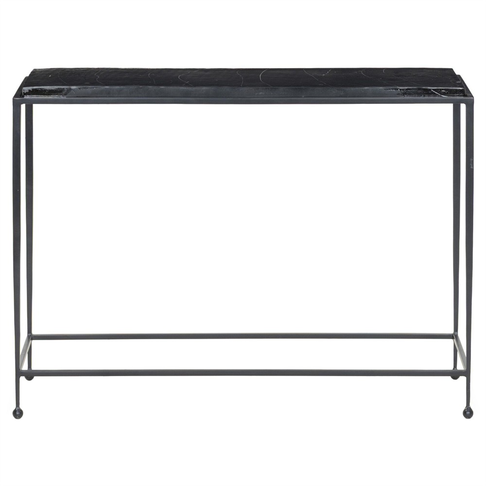 Fector Modern Classic Smoked Black Glass Iron Console Table|