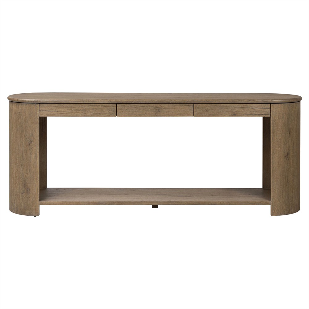 Riacan Modern Classic Brown Oak Oval Console Table|