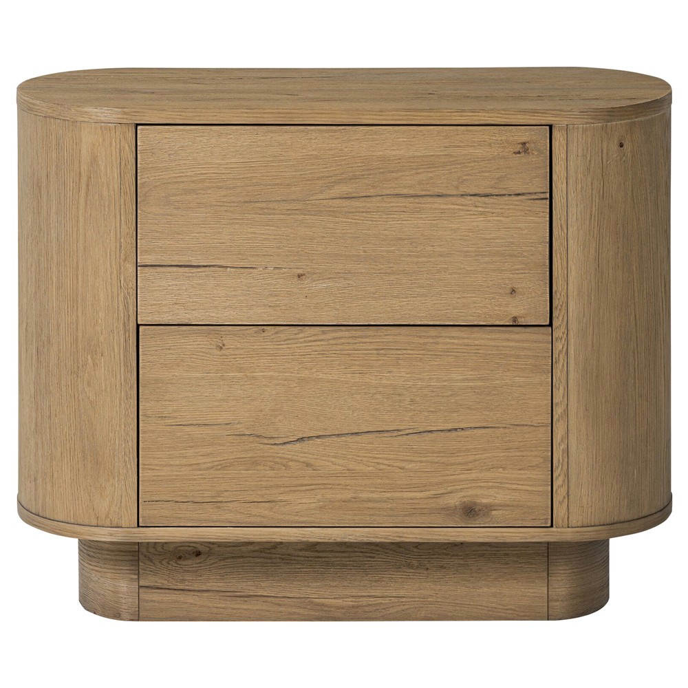 Paris Rustic Lodge Worn Oak Oval Nightstand|