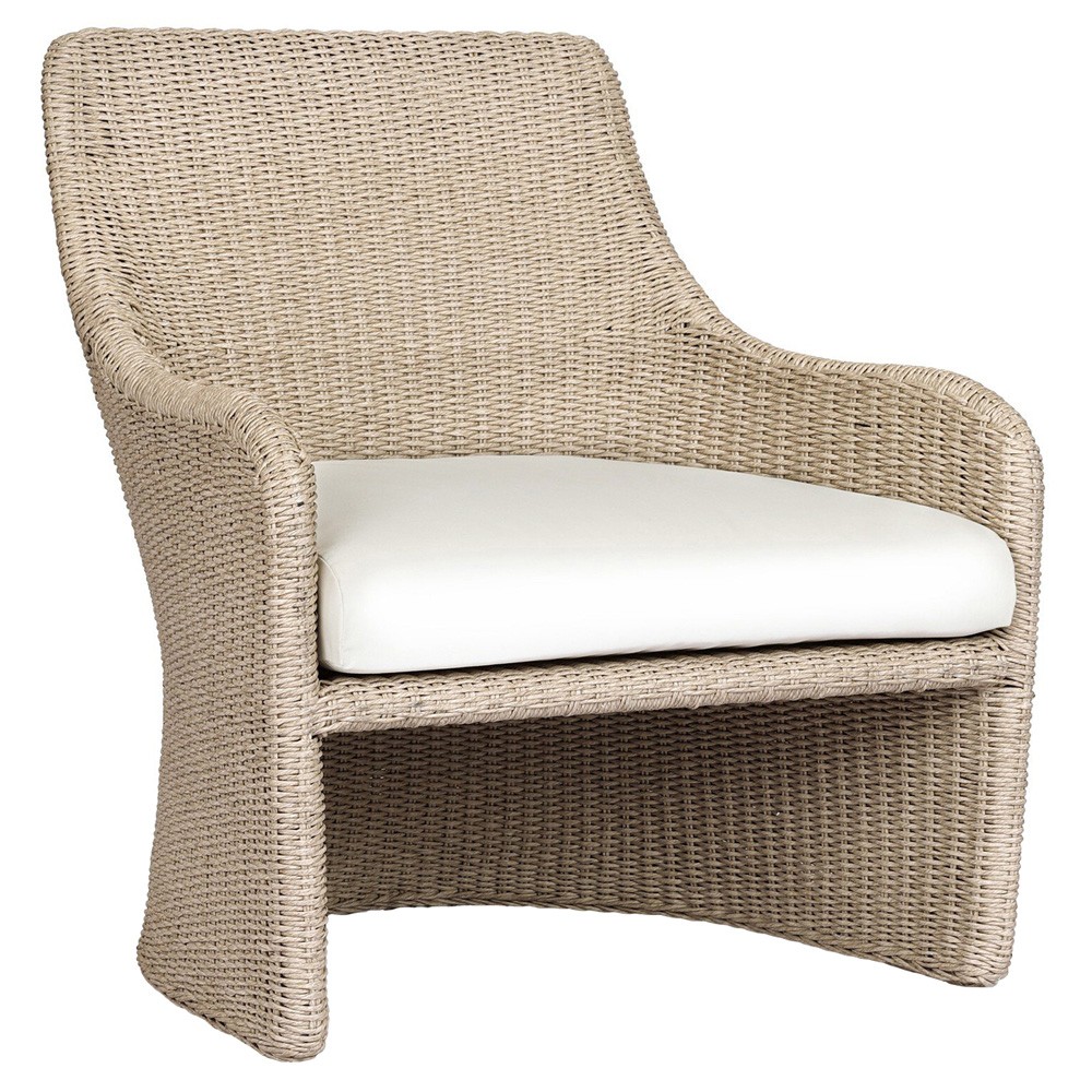 Heather Coastal Beach Vintage White Woven Outdoor Lounge Chair|