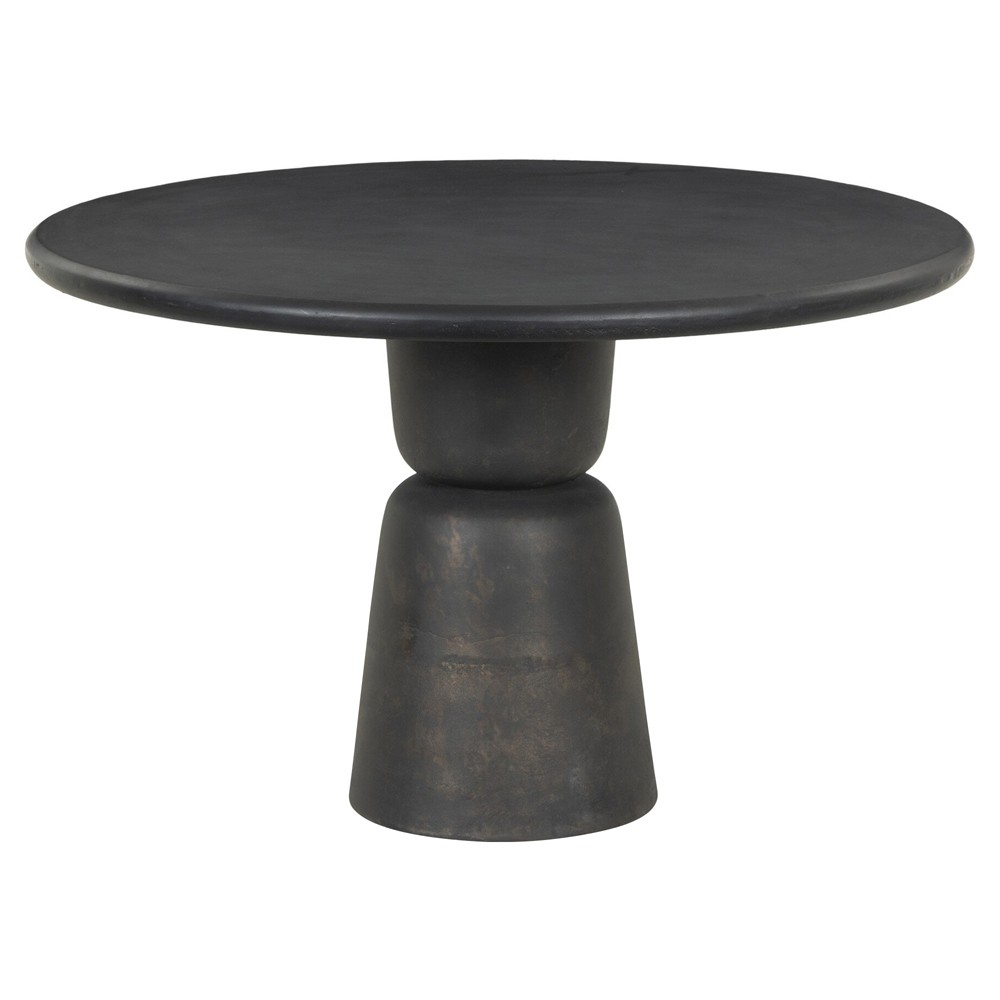 Brixton Modern Classic Distressed Bronze Aluminum Round Outdoor Dining Table - 42"|