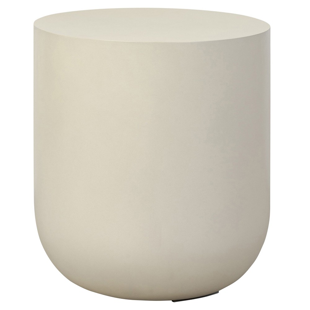 Yvonne Modern Classic White Concrete Outdoor Round Drum End Table|