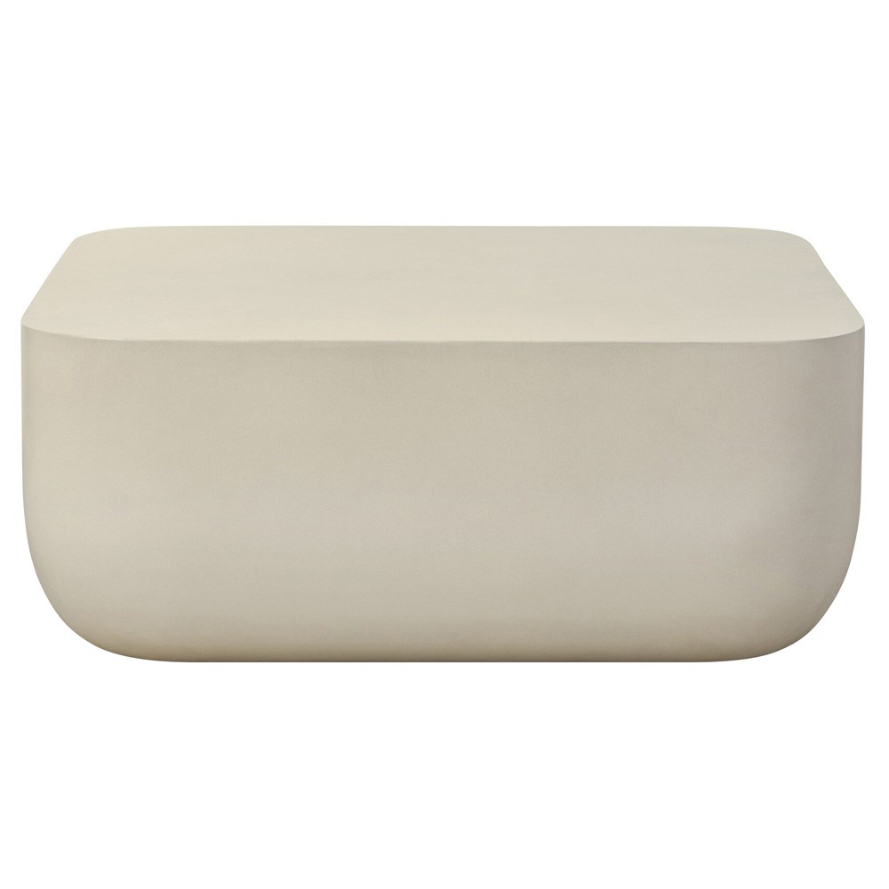 Yvonne Modern Classic White Concrete Outdoor Block Coffee Table|