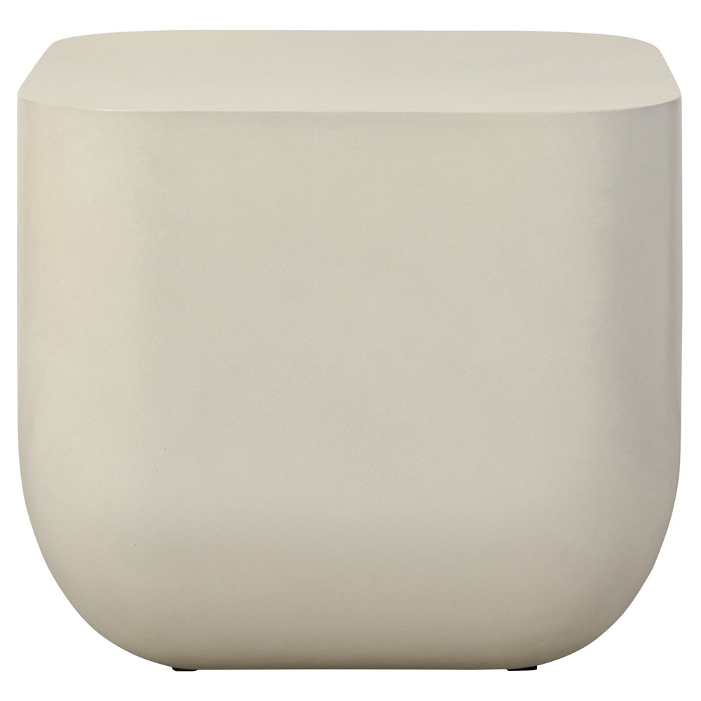 Yvonne Modern Classic White Concrete Outdoor Square Block End Table|