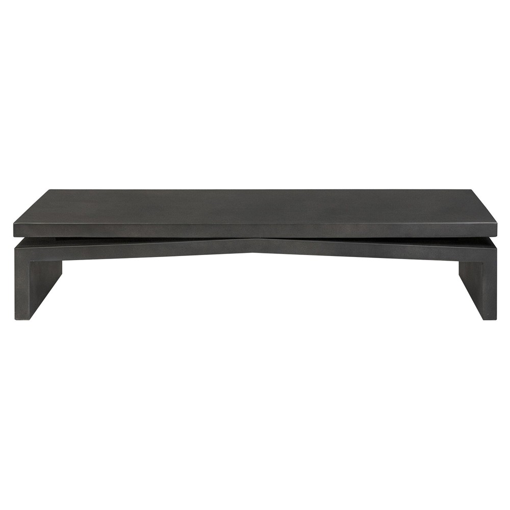Rayan Modern Classic Black Concrete Rectangular Outdoor Coffee Table|