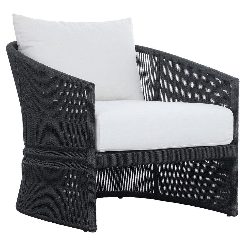 Mercer Modern Classic Black Woven Outdoor Dining Arm Chair | Kathy