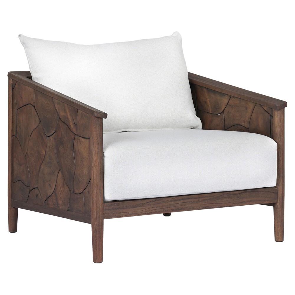 Ridge Rustic Lodge Dark Brown Teak Outdoor Lounge Arm Chair|