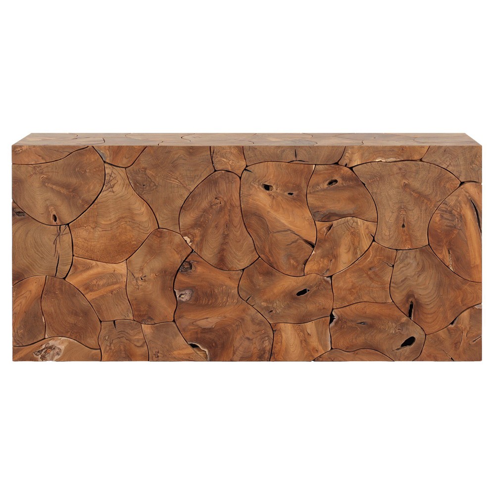 Thorn Coastal Beach Brown Teak Rectangular Outdoor Console Table|