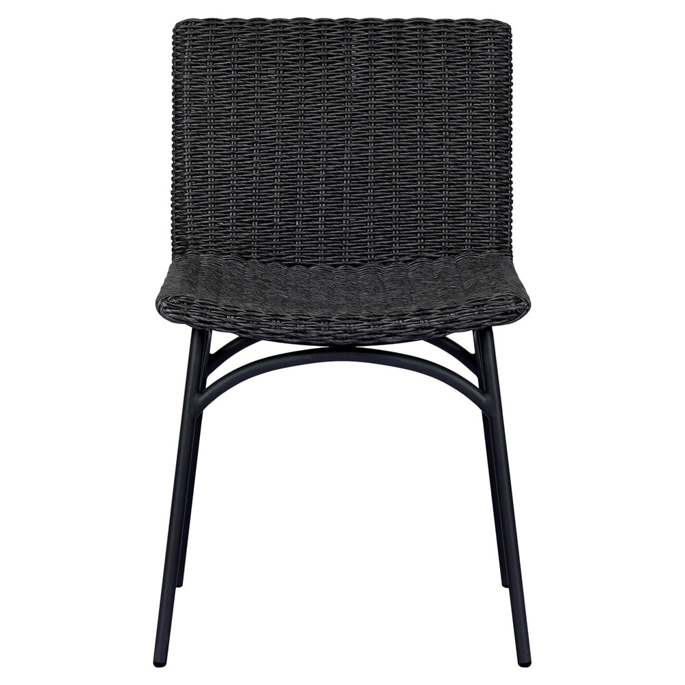 Worley Modern Classic Vintage Coal Woven Outdoor Dining Chair|