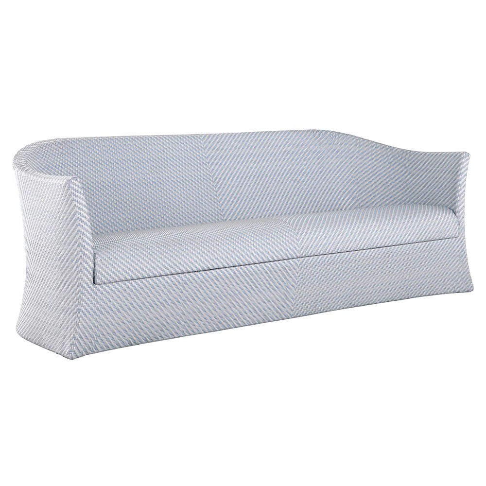 Bari Coastal Beach Blue Wicker Chevron Outdoor Sofa - 84"|