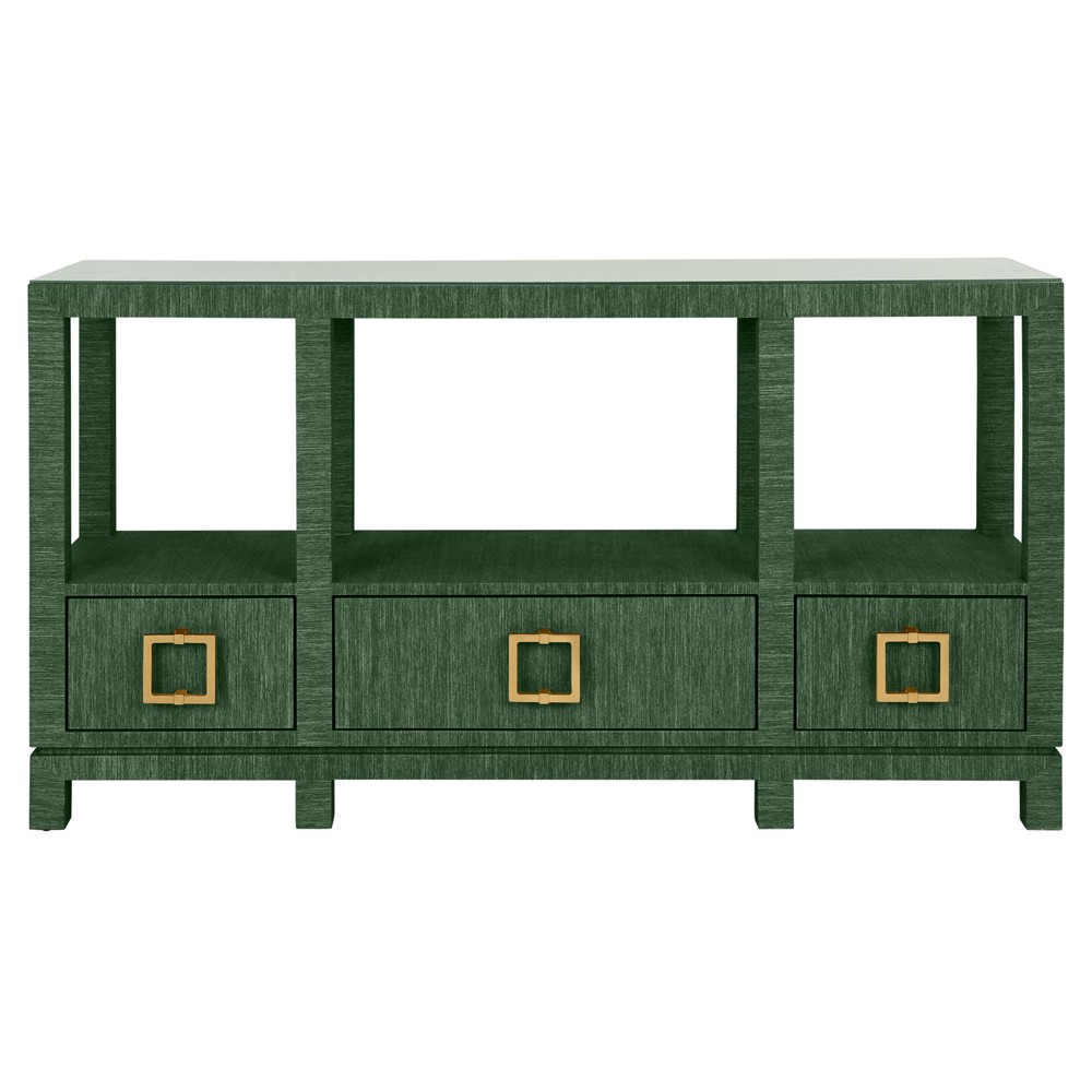 Worlds Away Campbell Modern Classic Green Grasscloth Console Table