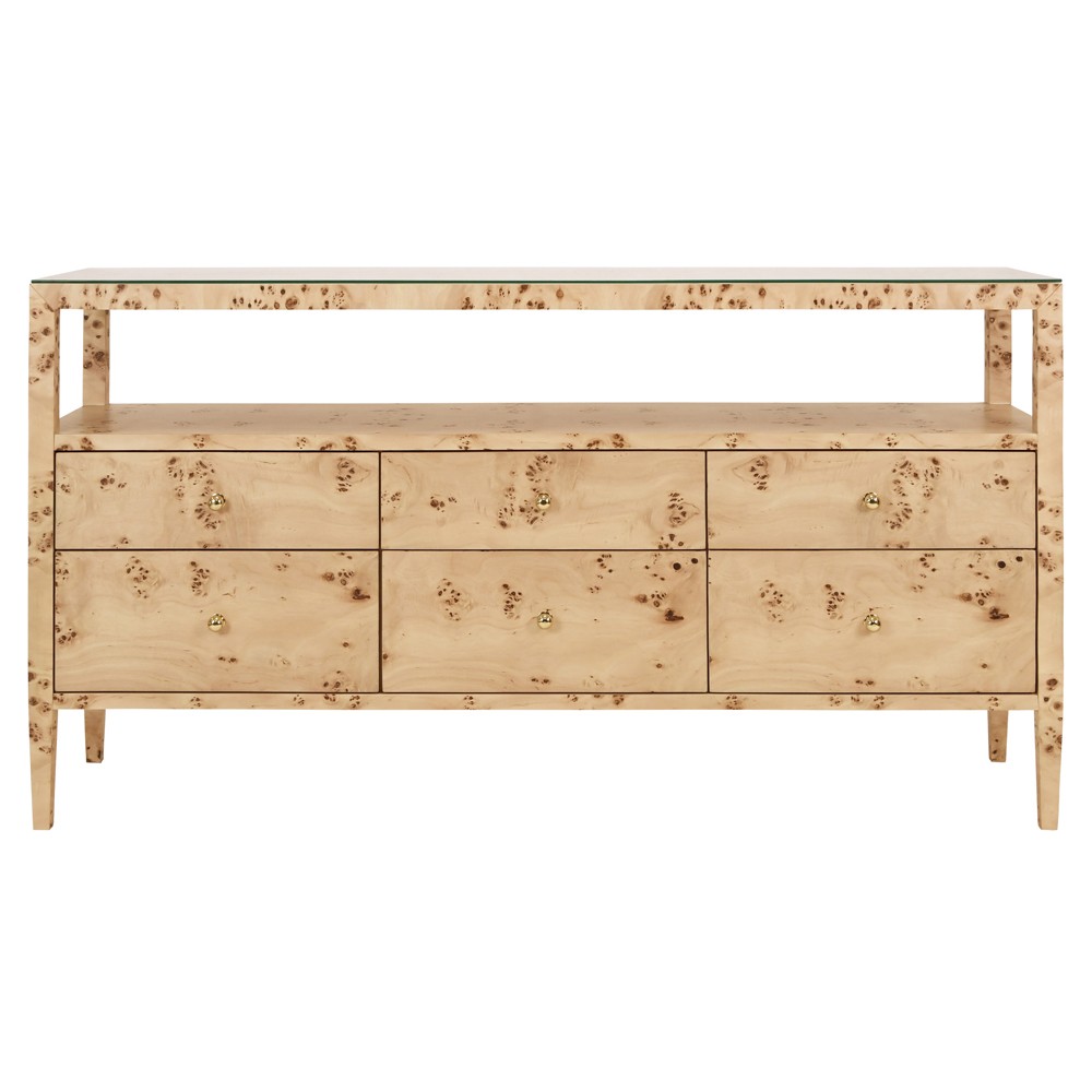 Worlds Away Lowen Modern Classic Brown Burl Console Table Long (53