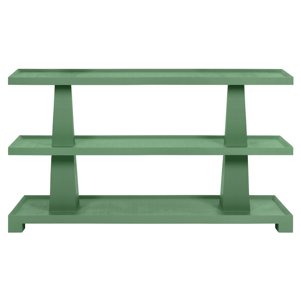 Worlds Away Lowen Modern Classic Green Textured Linen Console