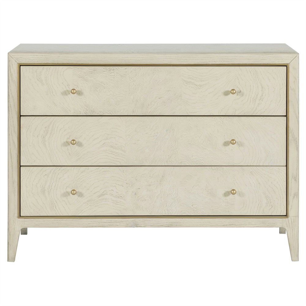 Marivelle Modern Classic Beige Ash Burl Wood Chest|