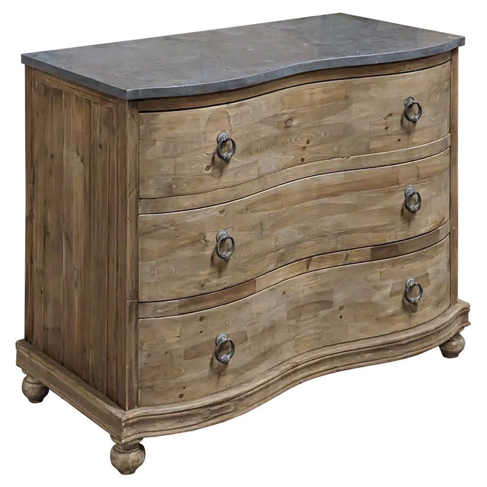 Parker French Country Grey Stone Brown Reclaimed Pine Wood Dresser|