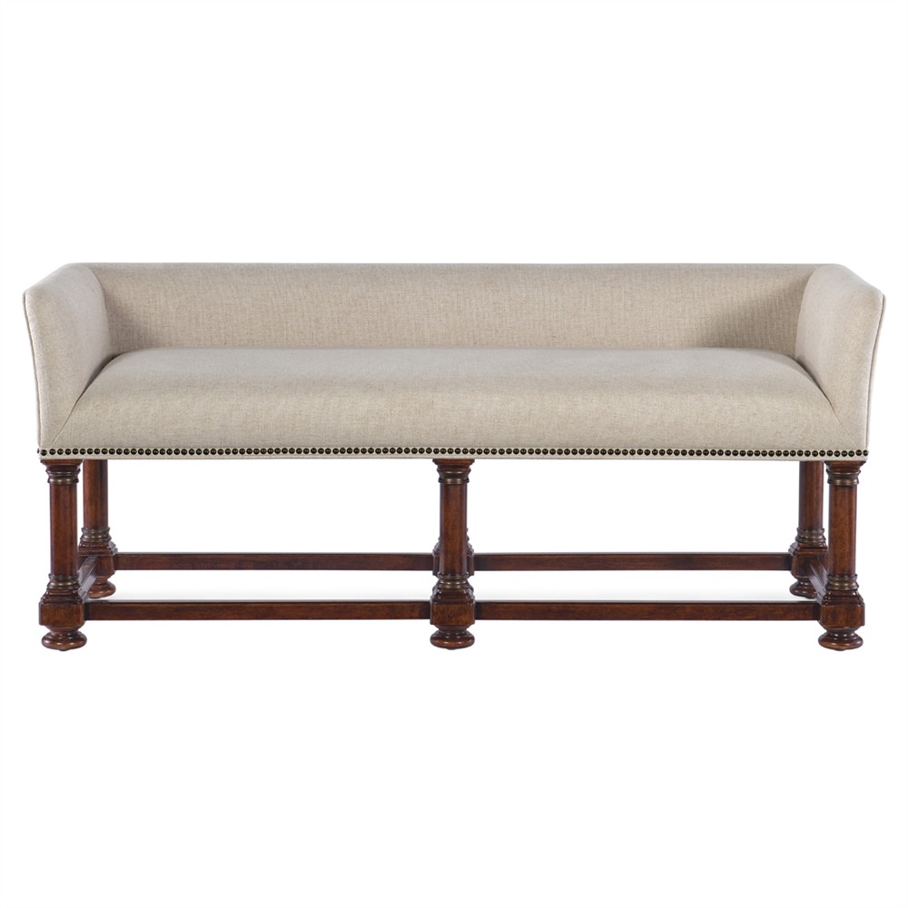 Harry Updated Traditional Beige Performance Cherry Wood Bench|