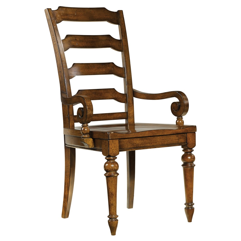 Talia Updated Traditional Brown Wood Ladderback Arm Chair|