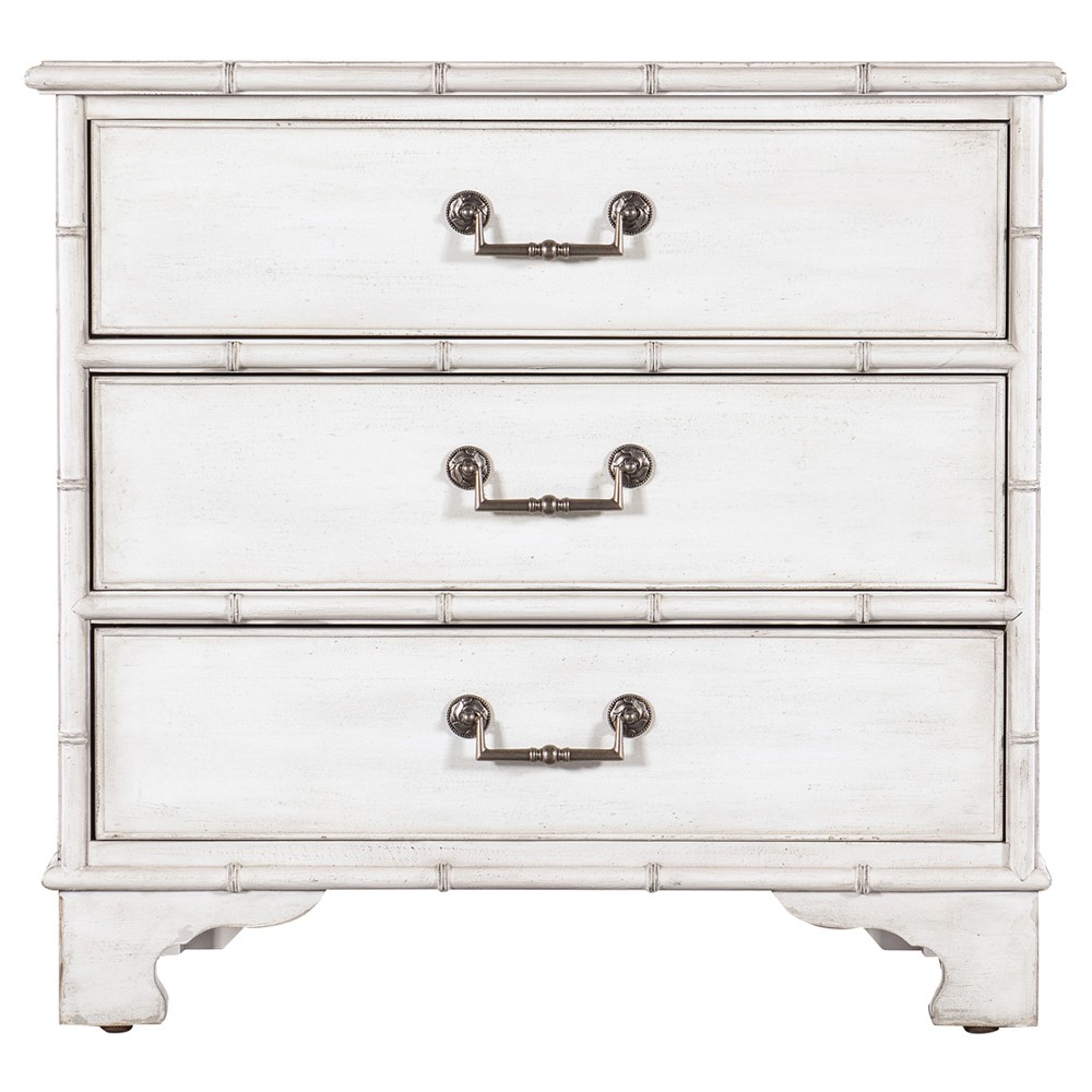 Sharise Coastal Beach White Wood Nightstand|