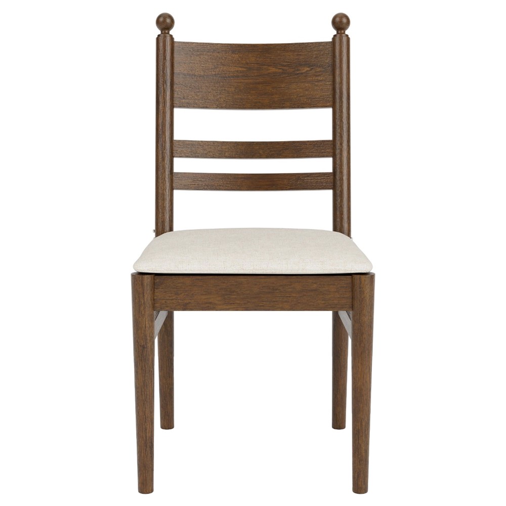 Callum Updated Traditional Cream Performance Brown Wood Chair|