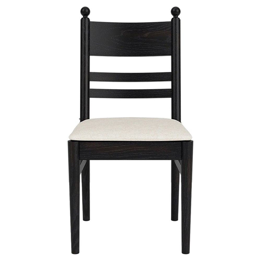 Callum Updated Traditional Cream Performance Black Wood Chair|