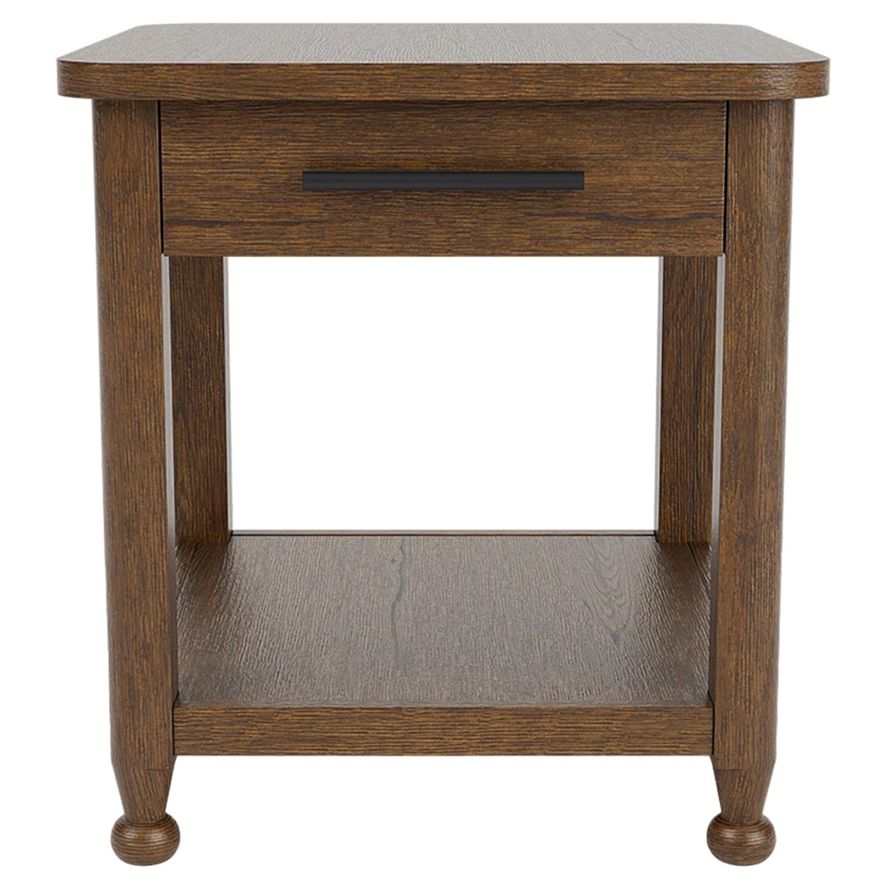 Callum Updated Traditional Brown Wood Square Side Table|