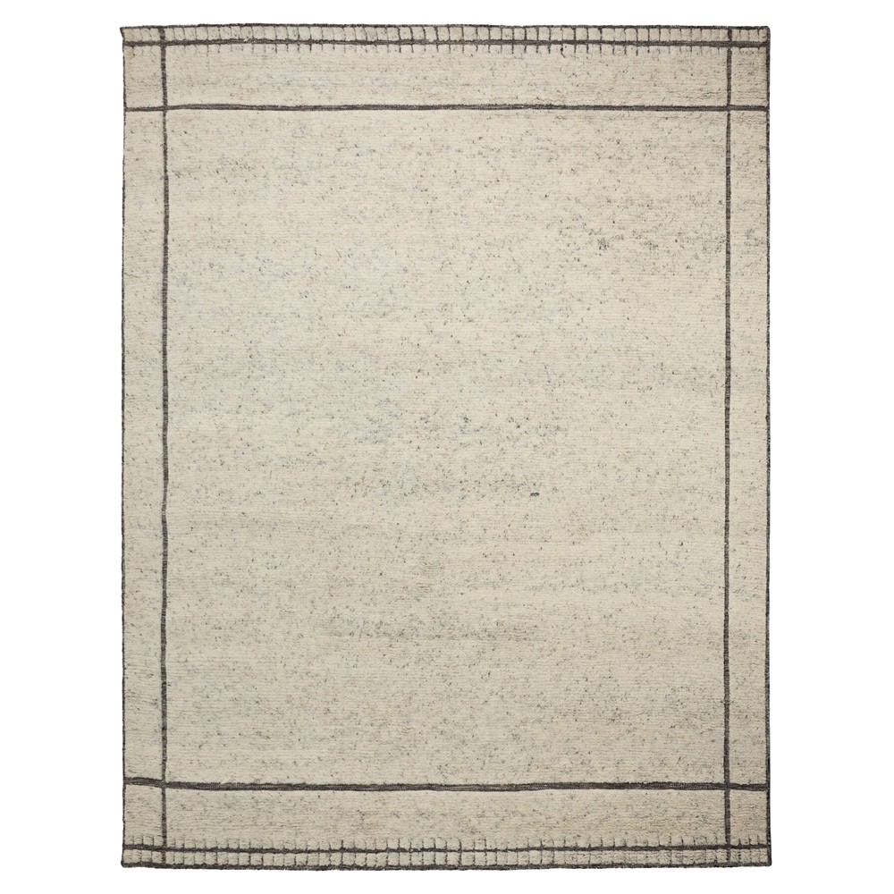 Tillman Updated Traditional Cream Wool Grid Patterned Hand Knotted Rug ...