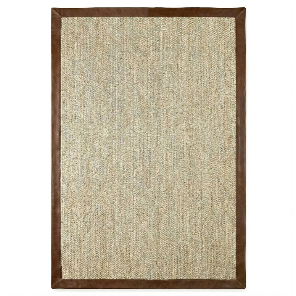 Fibreworks Arlo Coastal Nutmeg Leather Border White Bethel Braided