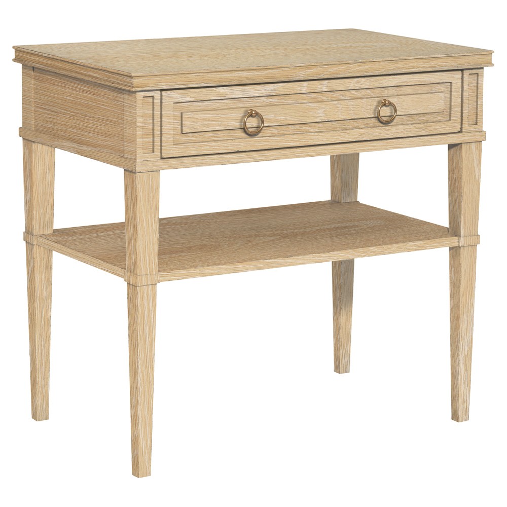 Century Maison French Country Blonde Cerused Oak Open Shelf Wide Nightstand|
