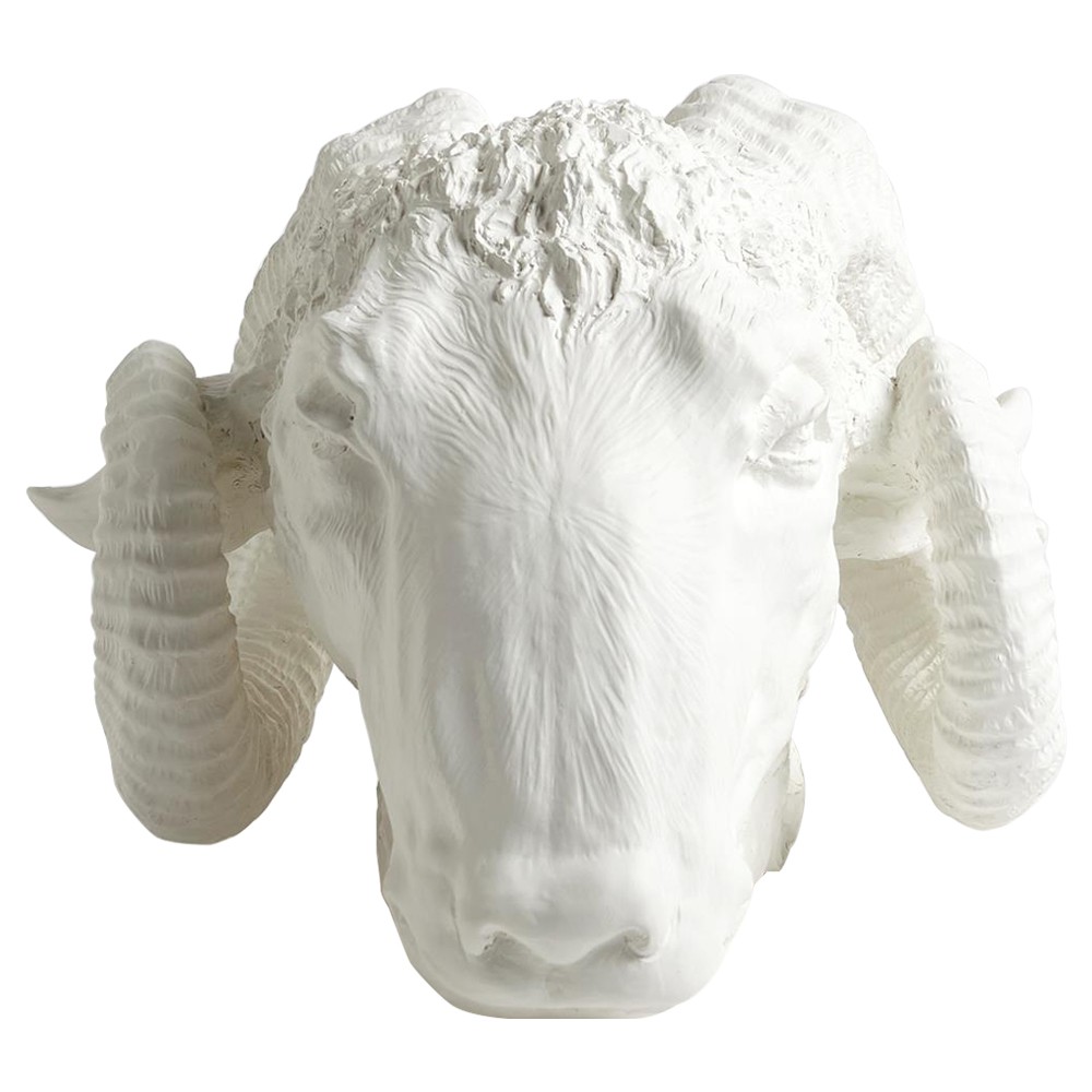 Tyra French Country White Ceramic Capricorn Bust Sculpture|