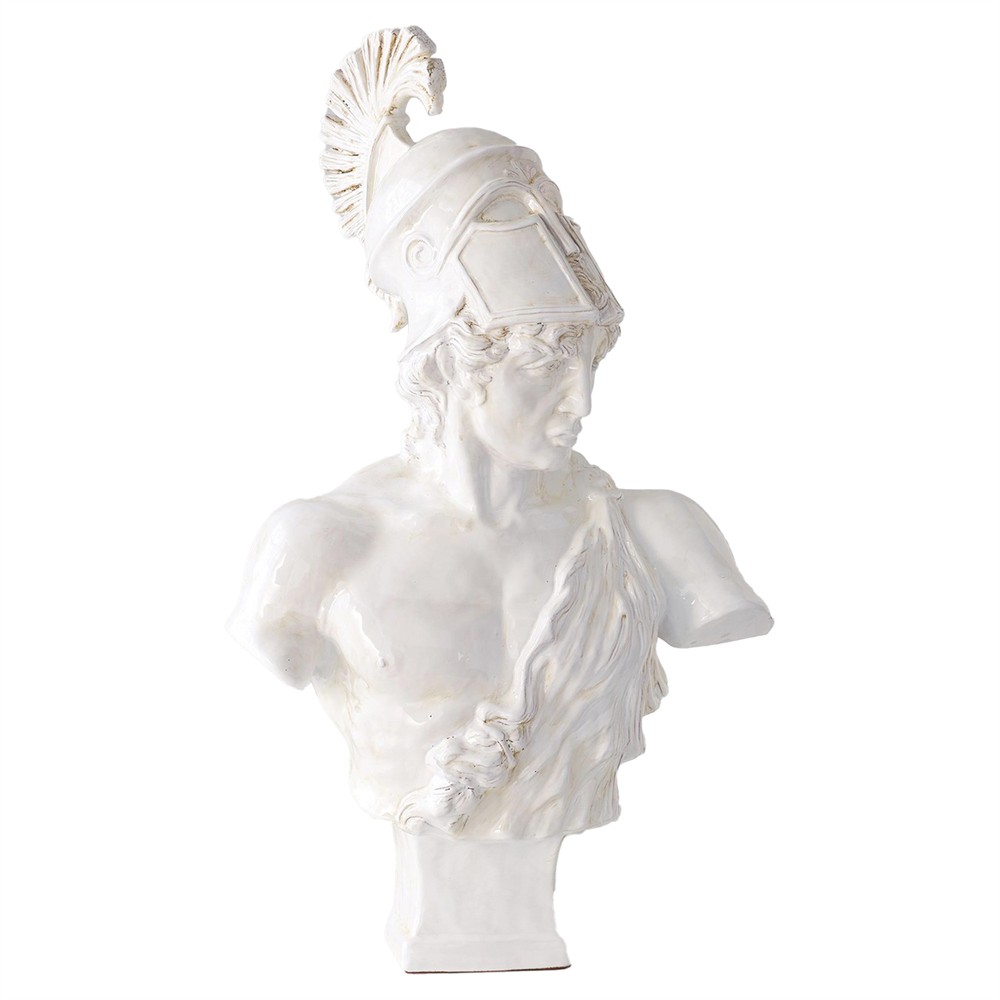 Mavis French Country White Ceramic Mars Bust Sculpture|
