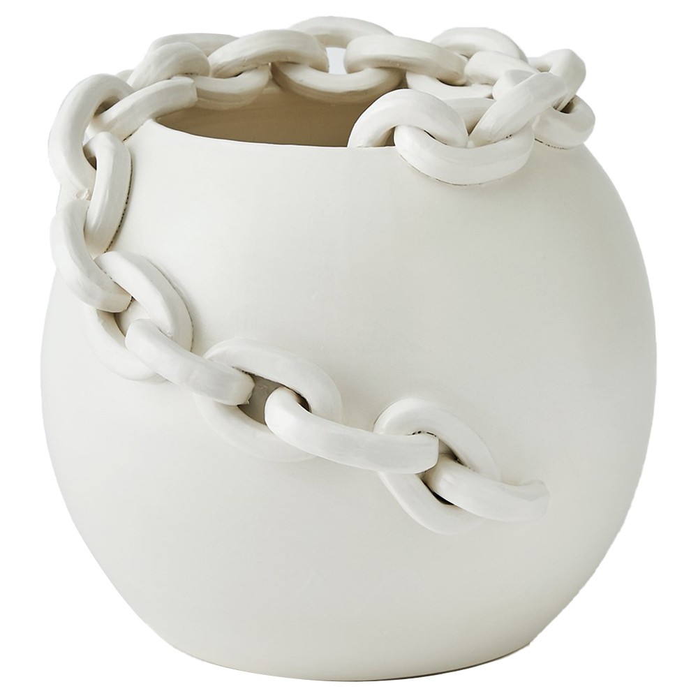 Taha French Country White Ceramic Chain Table Vase|