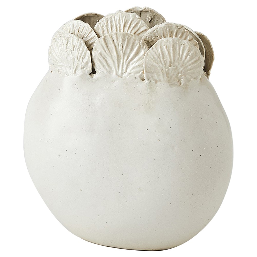 Lana Coastal Beach Cream Scalloped Table Vase - 7"|