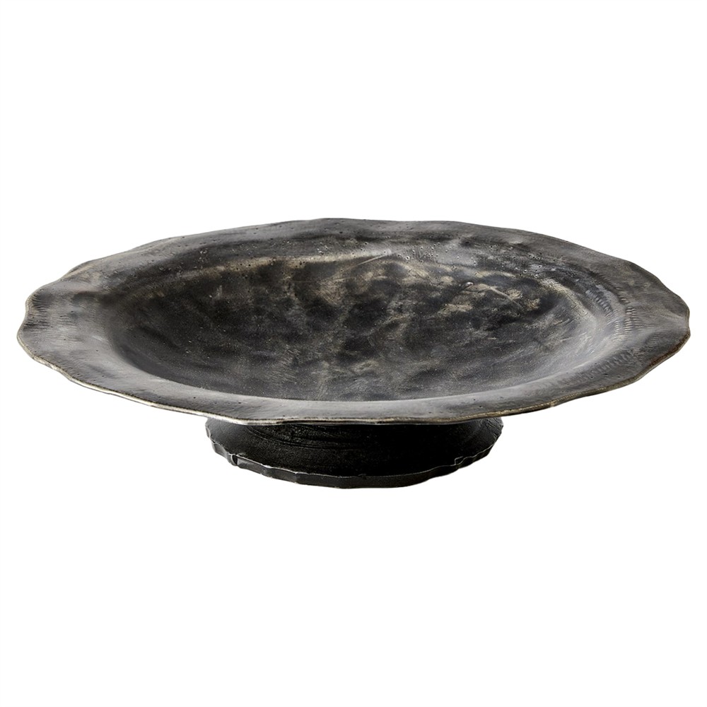 Argin Updated Traditional Black Iron Footed Decorative Bowl|