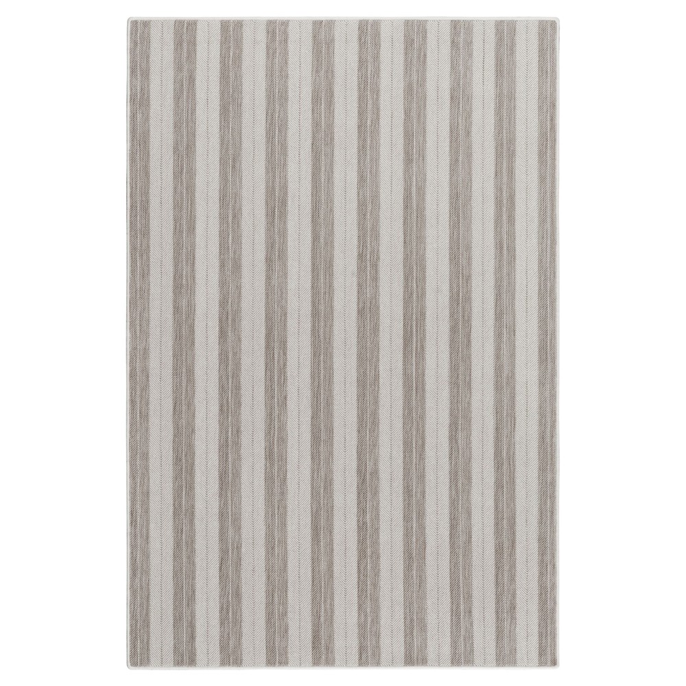 Elorde Coastal Beach Light Brown Wool Striped Patterned Rug - 5'x8'|