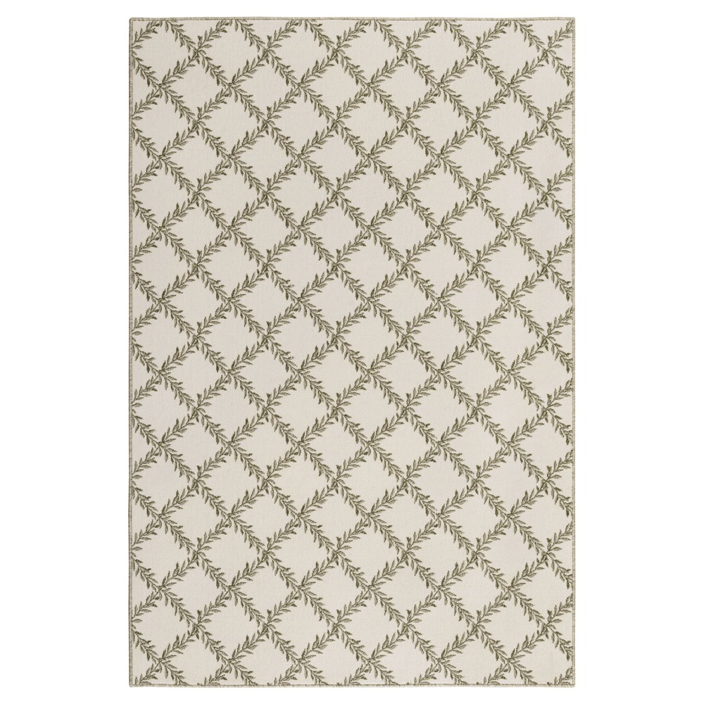 Marithel Updated Traditional Green Wool Floral Patterned Rug - 5'x8'|