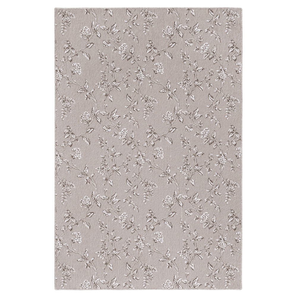 Eloise French Country Light Taupe Wool Floral Patterned Rug - 5'x8'|