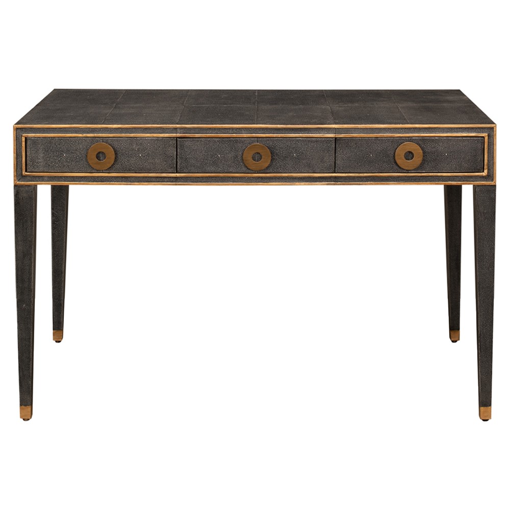 Levi Modern Classic Antique Grey Shagreen Leather Desk|