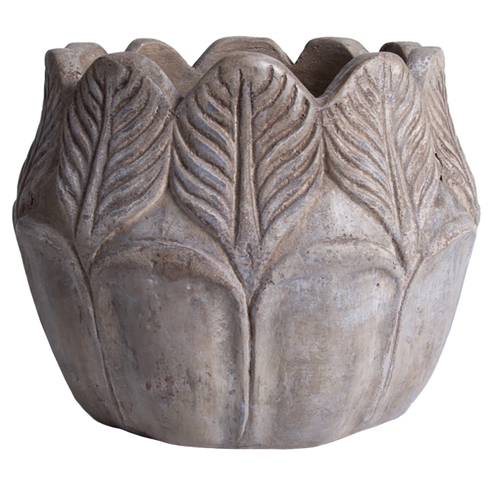 Elsa French Country Aged Grey Terracotta Leaf Decorative Bowl|